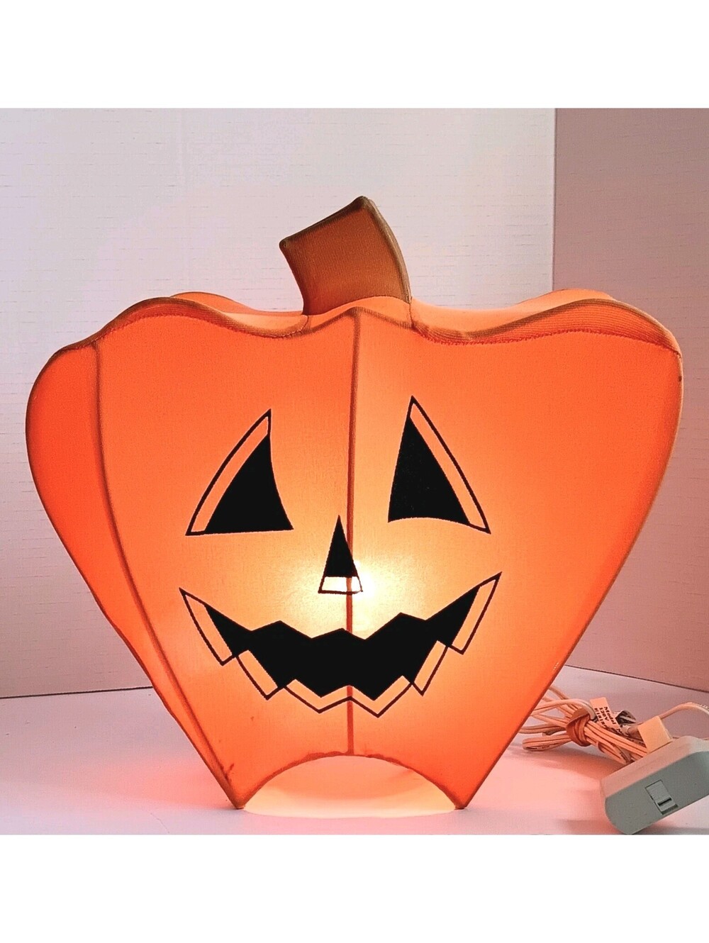 Vintage Trendmasters Light Up Fabric Halloween Jack-O-Lantern Pumpkin